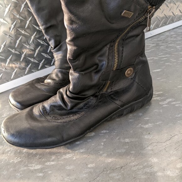 Remonte Mid-Calf Leather Black Boots 41/10 - Picture 1 of 8